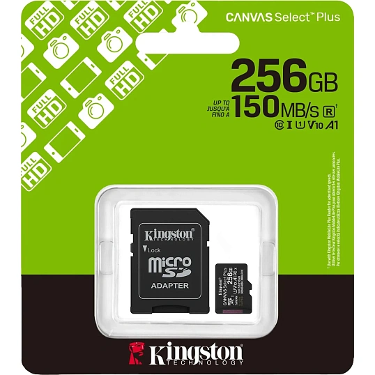 Карта памяти micro SDXC Kingston Canvas Select Plus Gen3 адапт. SDCS3/256GB