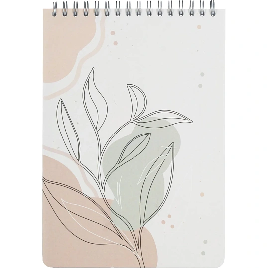 Блокнот 80л,клетка,А5 Flora 1,пласт.обл,серебр.спираль