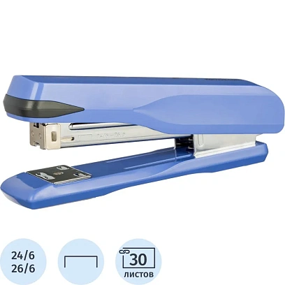 Степлер Комус MSBL2430 (№24/6-26/6) до 30 лист., металл, синий