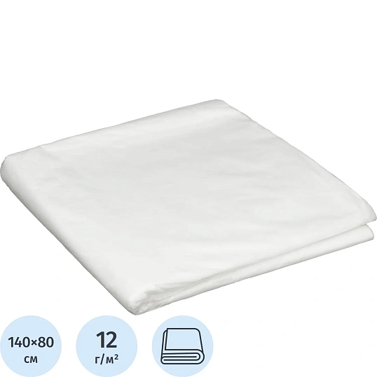 Простыня 140x80, смс, белый, Стандарт, 50шт/уп, 01-674