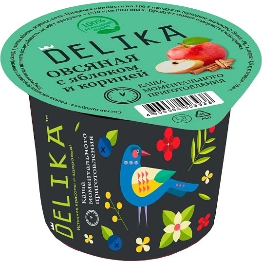 Каша Delika овсяная с яблоком и корицей, 43г
