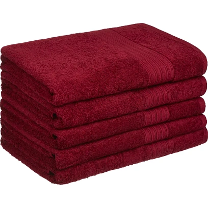 Набор полотенец махровых Luscan/бордюр 400г/м2, 70х140 бордо, 5 шт/уп