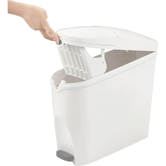 Ведро мусорное с педалью Luscan Slim 20 л, белое, пластик