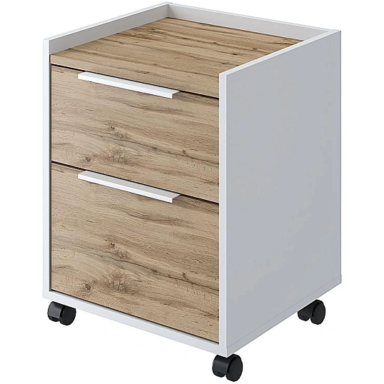 Тумба мобильная Комус Мебель К-Loft 241T003 434х400х555 дуб натур/белый