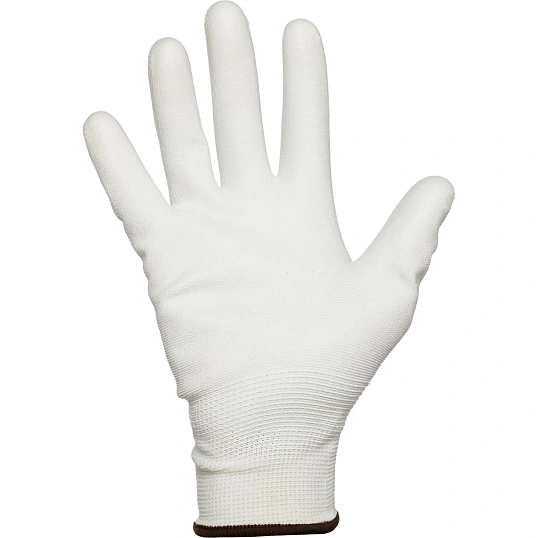 Перчатки защитные TOPFORT нейлоновые с п/у покрытием белые р. 7 (S)