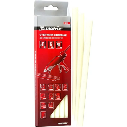 Стержень клеевой 11х200 мм белый 6 шт Matrix 930723