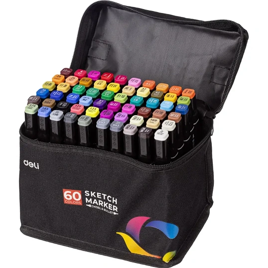 Набор маркеров для скетчинга Deli 60цв. двухстор., E70806-60
