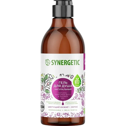 Гель для душа Synergetic Цветущий инжир и лотос, 380мл