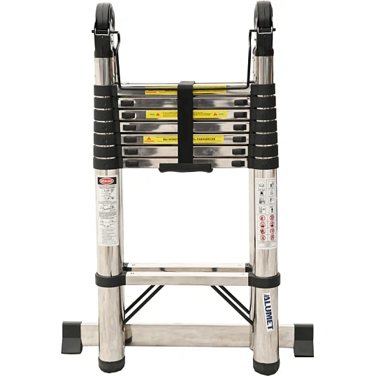 Лестница STD 2.5 стальная телескопическая двухстор ( 8+8 ступ), ALUMET