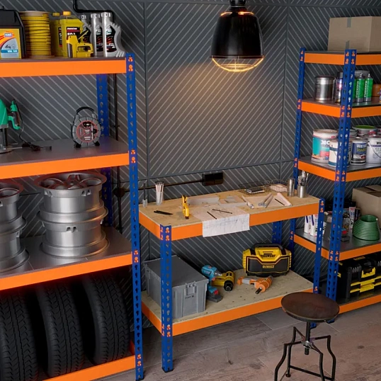 Стеллаж металлический ГТС_Профи 2000x1540x770 мм. 4 яруса, фанера