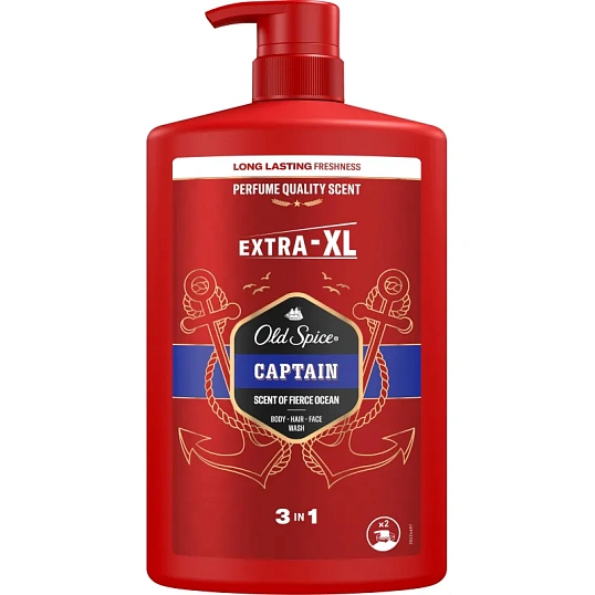 Гель для душа  + шампунь 3в1 OLD SPICE мужской  Captain 1л