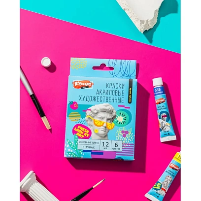 Краски акриловые худож.Комус Арт Студия, 6цв х 12мл, в тубах