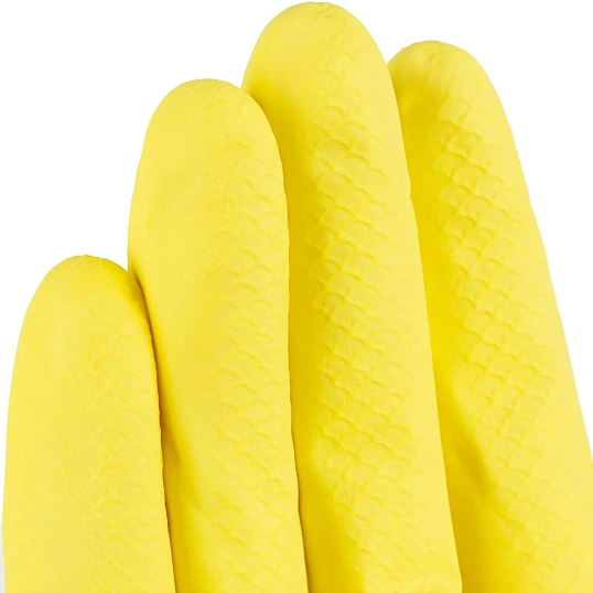 Перчатки Luscan резиновые латекс хлопковое напыление желтые р M (5 пар/уп)