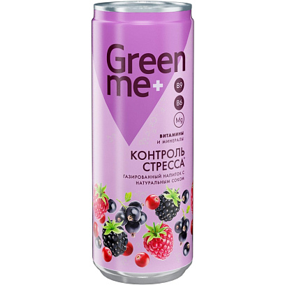 Напиток GreenMe Plus Stress Control функциональный газ ж/б 0,33л