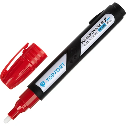 Маркер лаковый TOPFORT Industrial Plus 4 мм красный