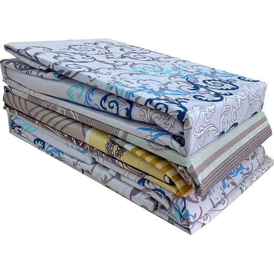 Постельное белье 1,5 сп полиэстр 55гр/м2 (нав. 70х70-1 шт.), асс, 10кмп/уп