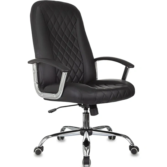 Кресло БР Комус Мебель EChair 658 экокожа (строчка ромб),черный, хром