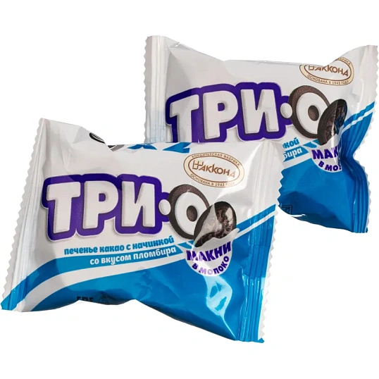 Печенье ТРИО какао с начинкой со вк.Пломбира Акконд, 460г