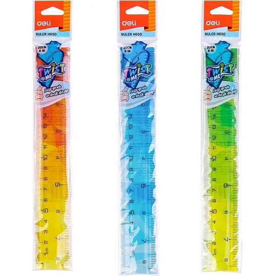 Линейка 20 см Deli EH650, гибкая, цвет в ассортименте