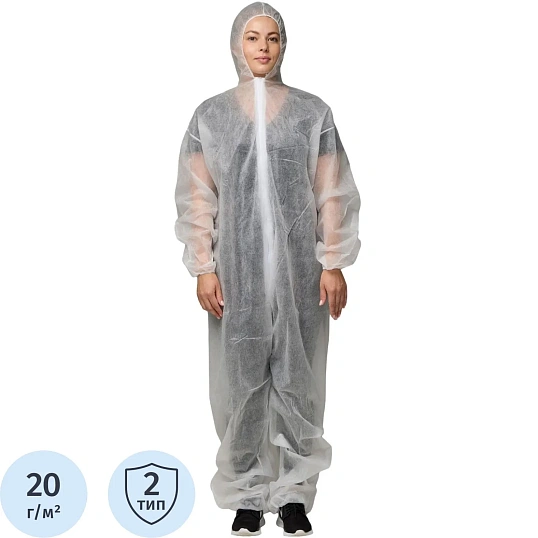 Комбинезон одноразовый Каспер Комус белый 20 г/кв.м (р.3XL), 20шт/уп