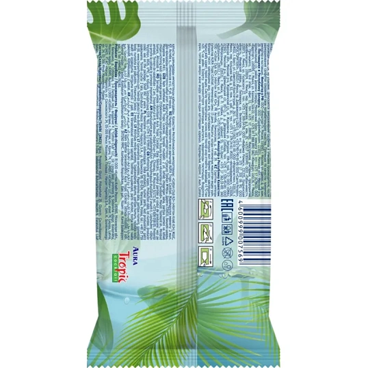 Салфетки влажные освежающие AURA TROPIC COCKTAIL  pocket-pack 15шт КК/110