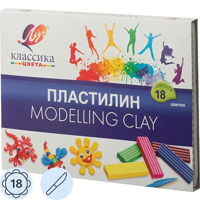 Пластилин классический Луч Классика 18 цв 360 гр со стеком