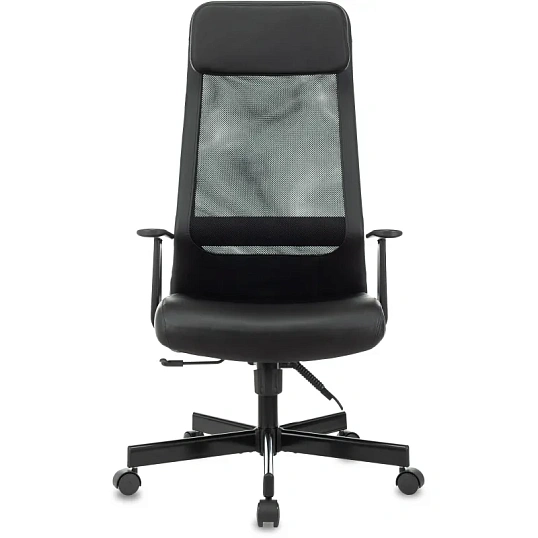 Кресло VB_EChair-651 TPU кожзам черный, сетка черая,металл