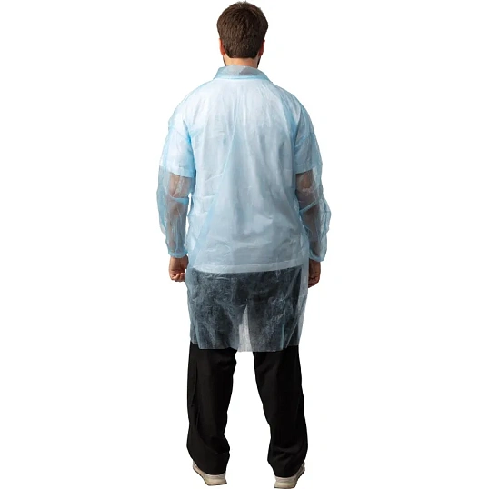 Халат н/с процед, рук.рез, на липуч, XXL, дл.110см, пл 17, голуб, 10шт/уп