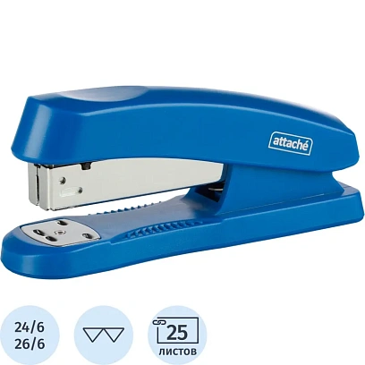 Степлер Attache Flash (№24/6-26/6) до 25л,пластик,гл.закладки:90мм,синий