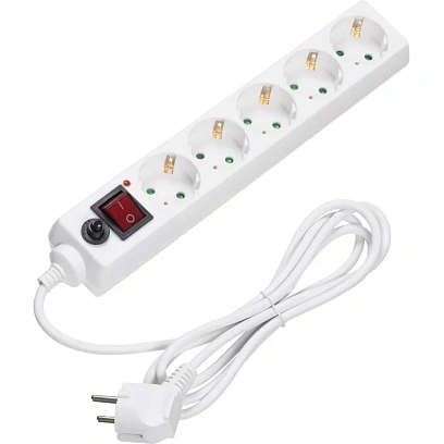 Сетевой фильтр BigTech CD5-1,8W75 (5р/1,8м/10А/2500Вт 0,75мм белый)