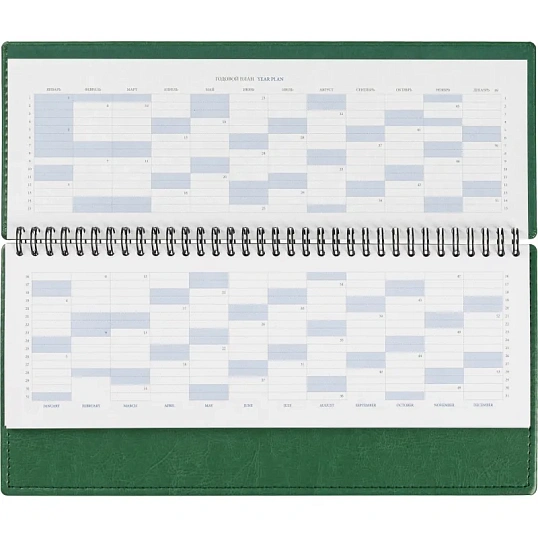 Планинг датированный 2026, зеленый,  303х150 мм, 120стр, Agenda
