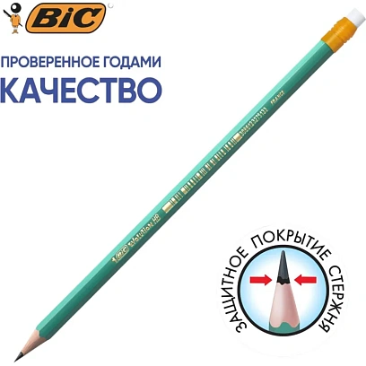 Карандаш чернографитный EVOLUTION ЭКО HB с ластиком пласт., Франция