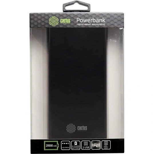 Внешний аккумулятор Cactus CS-PBFSIT-20000 20000mAh 2.1A 2xUSB черный