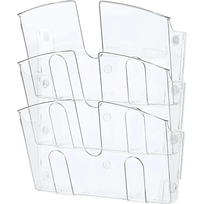 Лоток настенный Attache 3 отделения А4 горизонтальные прозрачный