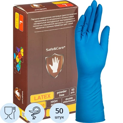 Перчатки латекс., н/с, н/о, S&C High Risk TL210/ DL210 (L)25пар/уп,ПС