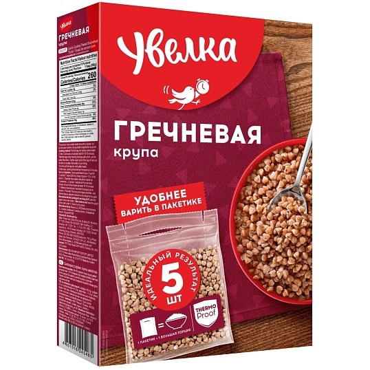 Гречка крупа Увелка ядрица быст. экстра, 5пак х 80г
