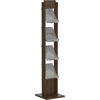 Стойка напольная Комус Альманах ДСП-венге, 4 кармана А4, фриз 25x15 см