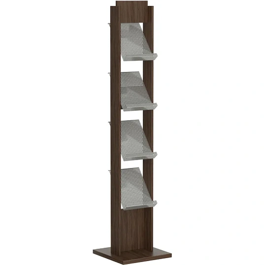 Стойка напольная Комус Альманах ДСП-венге, 4 кармана А4, фриз 25x15 см