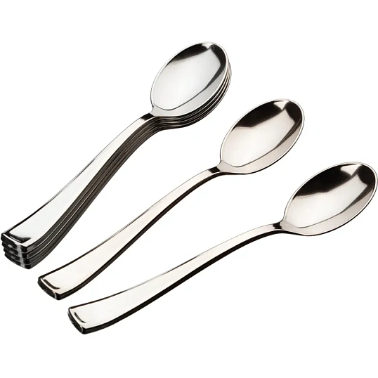 Ложка одноразовая столовая  175мм, металлизированная, ПС 50 шт/уп