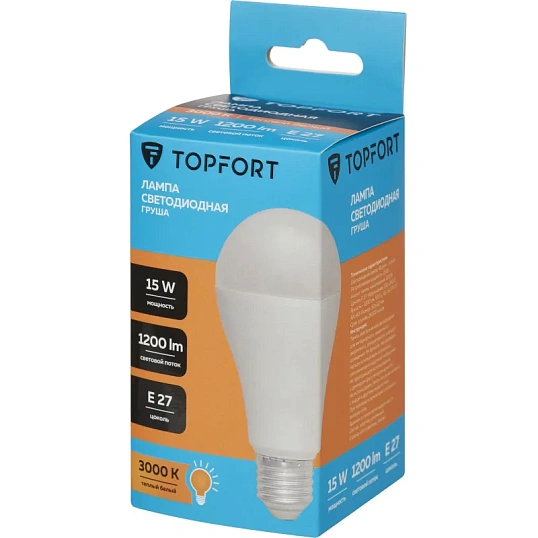 Лампа светодиодная Topfort E27 15W 3000K груша