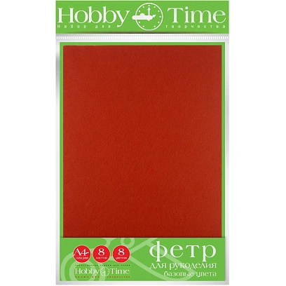 Набор Фетра для рукоделия БАЗОВЫЕ ЦВЕТА 180Г/М.КВ, 8Л.8ЦВ.,11-408-162
