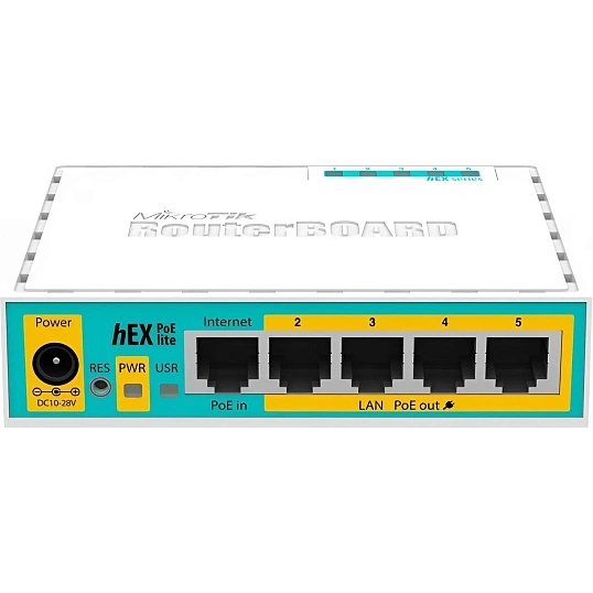 Маршрутизатор MikroTik RB750UPr2 hEX PoE lite 5-портовый,650 МГц ЦП, 64 МБ