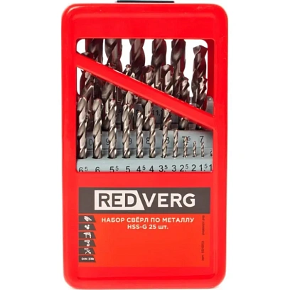 Набор сверл по металлу REDVERG 25 шт HSS-G, 1-13 мм(501052)