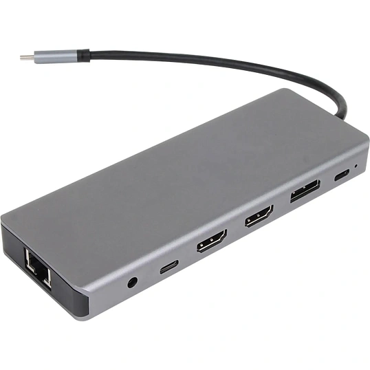 Концентратор VCOM TypeC/(2xHDMI+DP)4Kx60Hz 3xUSB3.0 TC USB2.0 RJ45 CU4706