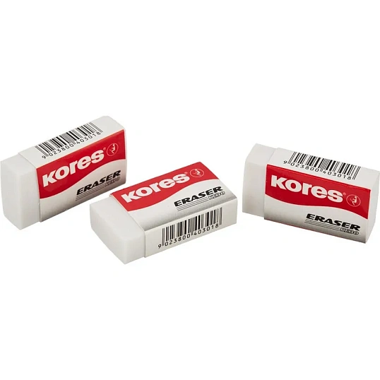 Ластик Kores,40x21x10mm,блистер,3шт,KE-30