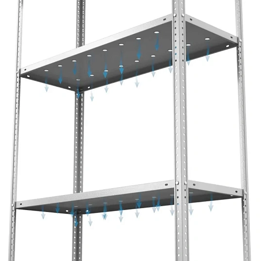 Стеллаж металлический ГТС_ТС Лайт, 2200x1000x500, Полки: 6 шт. метал. перф