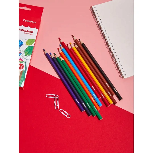 Карандаши цветные 12цветов Комус Класс ColorPics, шестигранные