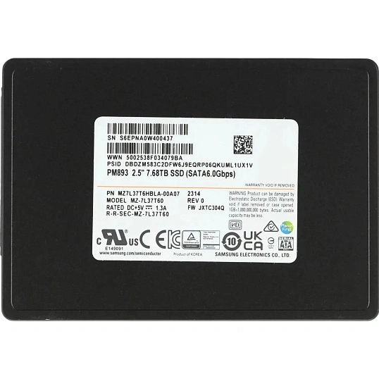 SSD накопитель Samsung PM893 7680GB 2.5 SATA3 MZ7L37T6HBLA-00A07