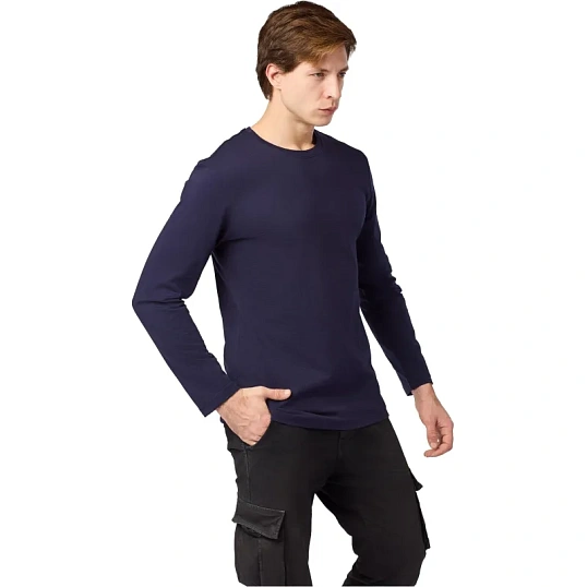 Футболка (160 г.) с длинным рукавом т.-син.(M)