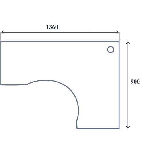 Стол SP Бюджет правый 2365.290 (402663) 1360х900/600х740 Белый шагрень